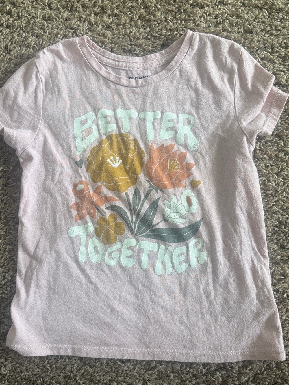 Old Navy Light Pink Floral "Better Together" Graphic Tee
